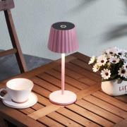 Lindby LED-batteridrevet bordlampe Esali, rosa, metall, IP54