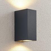 ELC utendørs vegglampe Fijona, kantet, 15 cm, grå, aluminium