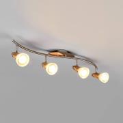 Lindby taklampe Marena, 4-lys, glass, tre, 83 cm lang