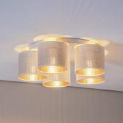 Taklampe Jovin med fem skjermer, hvit/gull