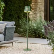 Lindby LED-solcellelampe Hilario, grønn, jern, oppladbart batteri