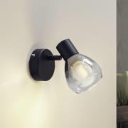 Lindby Pendura vegglampe, Ø 9 cm, svart, glass