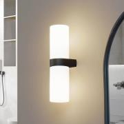Lucande Basolo vegglampe til bad, svart, høyde 31,5 cm, glass