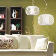 Mirta pendellampe, skjerm laget av akrylstivere, hvit, Ø 38 cm