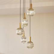 Lindby hengelampe Doroteo, 5 lyskilder, grå, glass