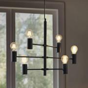 Lucande hengelampe Aidas, svart, metall, 6 lyskilder