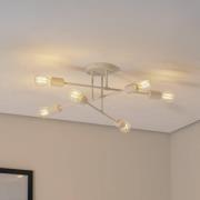 Cambridge taklampe, 6 lyskilder, sandfarget, metall