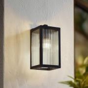 Lindby utendørs vegglampe Bolgar, svart, metall, glass, 15 cm