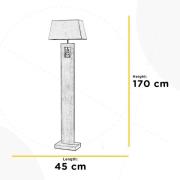 Miriel gulvlampe, høyde 170 cm, tekstil, tre