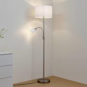 Lindby gulvlampe Jaileen, hvit, tekstil, 170 cm, leselampe