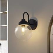 Lucande vegglampe Badolo, svart, glass, 25 cm høy, IP44