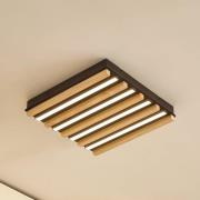 Lindby LED-taklampe Firka, hvit, tre, 42 cm, CCT, dimbar.