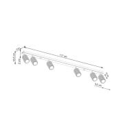 Downlight carbon, gullfarget, lengde 117 cm, aluminium, 6 lyskilder.