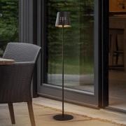 Lindby LED-solcellelampe Hilario, svart, jern, oppladbart batteri