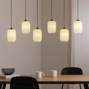 Verdi pendellampe, lengde 115 cm, svart/opal, glass, 6 lyskilder.