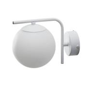 Aurora vegglampe, hvit, glass, 17 cm høy, globe, E14