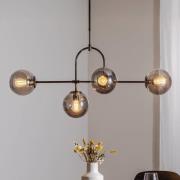 Portemo hengelampe, røykgrå/nikkel, 109x30 cm, 4 lyskilder i glass