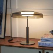 Oluce LED-bordlampe Dora, nikkel/røykgrå, metall, PMMA