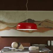 Oluce LED-hengelampe Canopy, Ø 90 cm, rød, aluminium