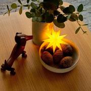 STERNTALER LED-stjerne, gul, Ø 11 cm, 9-takket, IP44 batteri