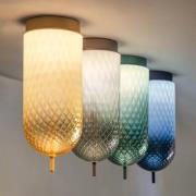 OLEV LED-taklampe Curuba, rav, glass, høyde 40 cm 2700 K