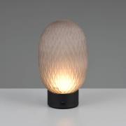 LED-bordlampe Facette, røykgrå, USB, glass