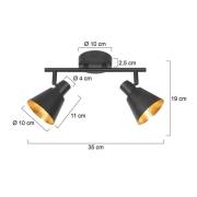 Downlight Oeroe, 2 lyskilder, svart, metall, E14