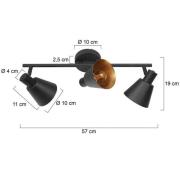 Downlight Oeroe, 3 lyskilder, svart, metall, E14