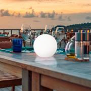 LED-solcellelampe Dabus, Ø 25 cm, kule, hvit, akryl