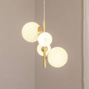 Hengelampe Joel, messing/hvit, 4 lyskilder