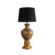 Bordlampe Alma, svart/brun, høyde 69 cm, tre/stoff