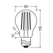 OSRAM LED tradisjonell glødepære E27 3,8W Filament 2,700K 806lm 2-pk