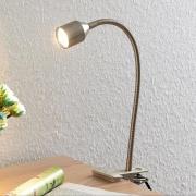 Lindby Djamila LED-klemmelampe, nikkel satinert