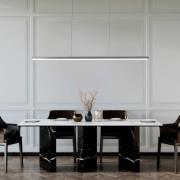 LED-hengelampe Borena, aluminiumsfarget, lengde 113 cm Metall