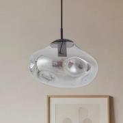 Lindby hengelampe Lelia, røykgrå, glass, Ø 35 cm