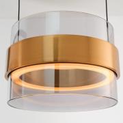 LED-hengelampe Inside, messingfarget/røykgrå, Ø 22 cm