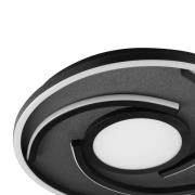 LED-taklampe Hardy, Ø 35 cm, svart matt, metall/stoff