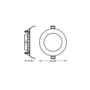 OSRAM LED-innfelt taklampe SLIM, Ø 12 cm, 4000 K, hvit