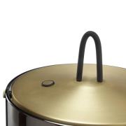 LED-bordlampe Lumeo, Ø 21 cm, messingfarget/røykgrå