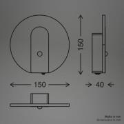 LED-vegglampe med batteri Taro, svart matt, Ø 15 cm, sensor