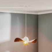 Hengelampe Jil, skjerm buet, hvit/kobber