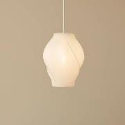 Lucande Tovina hengelampe, tekstil, hvit, Ø35cm