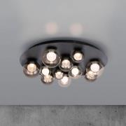 PURE LED-taklampe Popup, grå/røykgrå, Ø 60 cm, 11 lyskilder