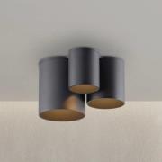 PURE LED-taklampe til bad Point, svart, lengde 18 cm, 3 lyskilder