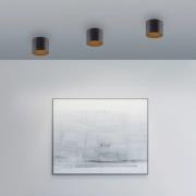 PURE LED-taklampe til bad Point, svart, Ø 18 cm, IP44