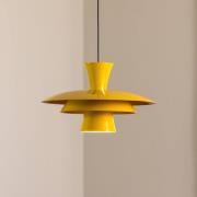 Hengelampe Plato, sennepsgul, metall, Ø 38 cm, E27