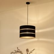 Lindby pendellampe Tsomo, Ø 40 cm, svart, stoff, E27