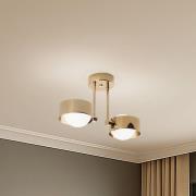 Taklampe Mado, stål messingfarget, glass opal, 2 lyskilder, 2 lyskilde...