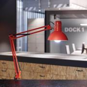 LED-klemmelampe MAULstudy, rød, stål, høyde 44 cm, E27