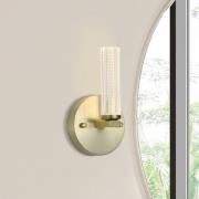 LED-vegglampe til bad Aberdeen, høyde 24 cm, messingfarget metall